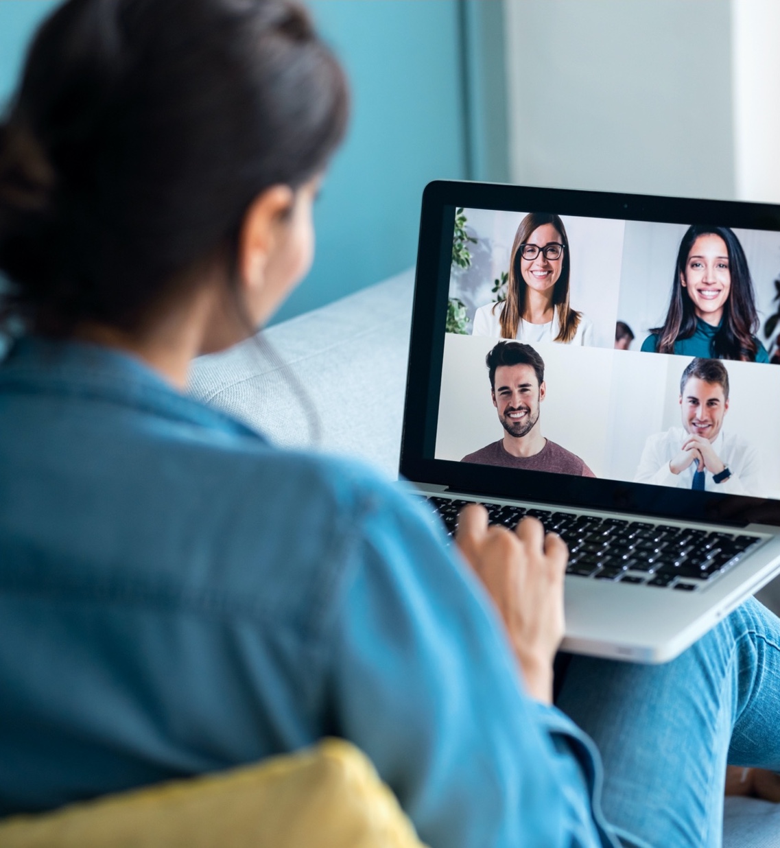 woman on a video call on laptop