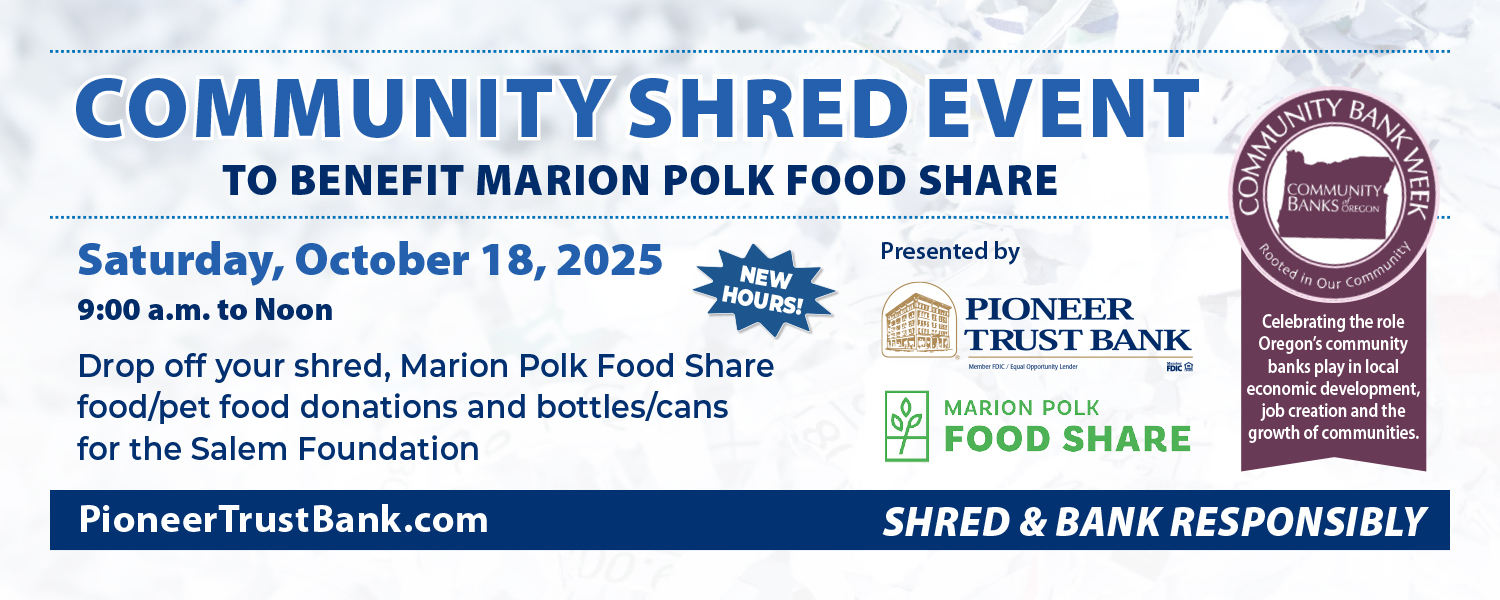 Pioneer Trust Bank Community Shred Event October 18th